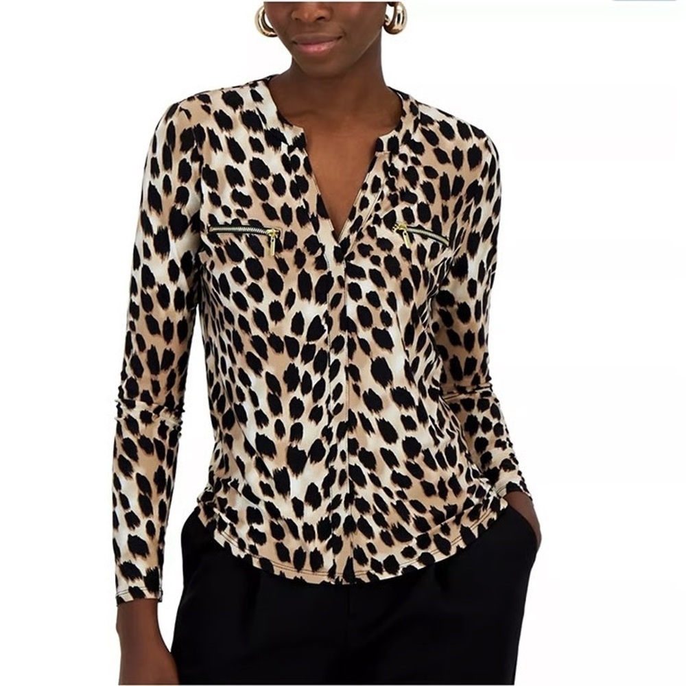 NWT INC International Concepts Petite Women’s Zip-Pocket Top PL